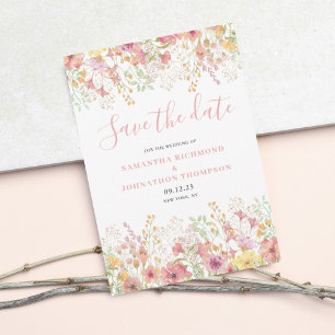 Pink Floral Watercolor Save The Date