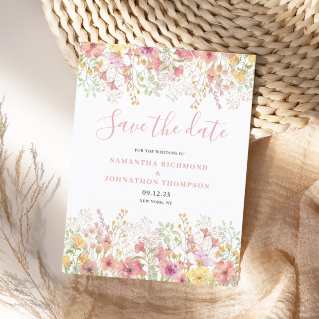 Pink Floral Watercolor Save The Date Announcement Postcard (Creator Uploaded)