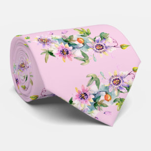 Pink Floral Watercolor Tie