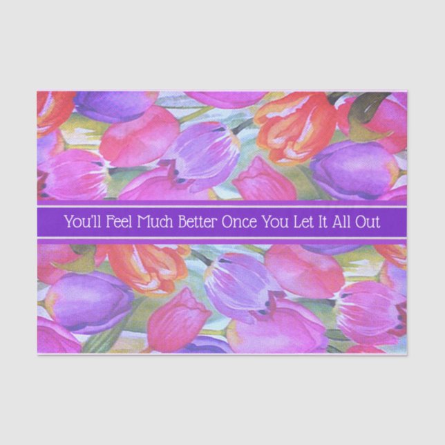 Pink Floral Watercolor  Tissue Paper (Front)