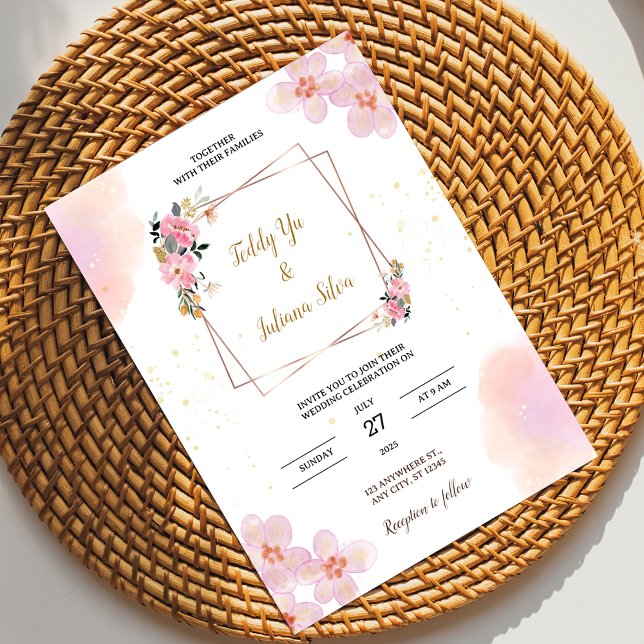 Pink Floral Watercolor Wedding Invitation (Creator Uploaded)