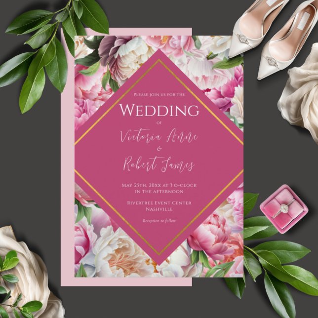 Pink Floral Watercolor Wedding Invitation (Creator Uploaded)