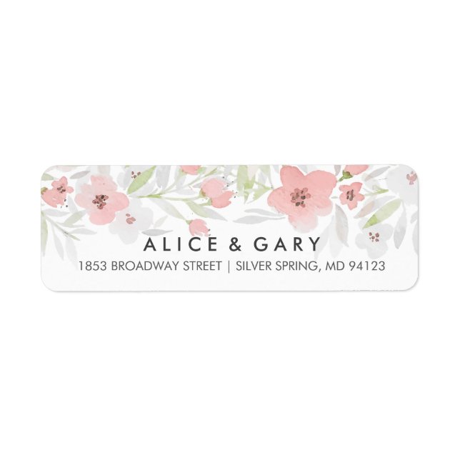 Pink Floral Watercolor Wedding Labels (Front)