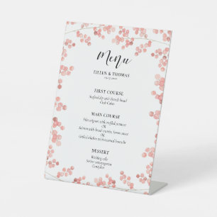 Pink floral watercolor wedding menu pedestal sign