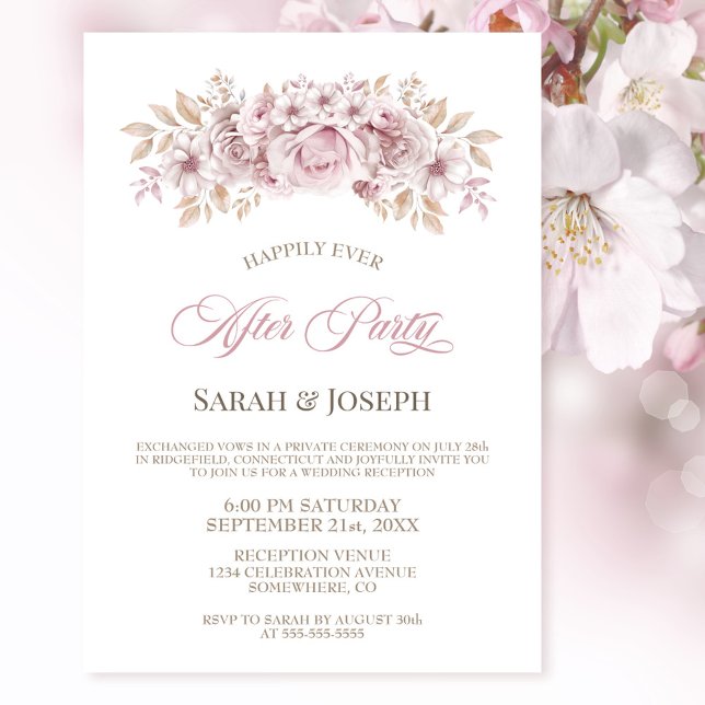 Pink Floral Wedding After Party Invitation (Creator Uploaded)