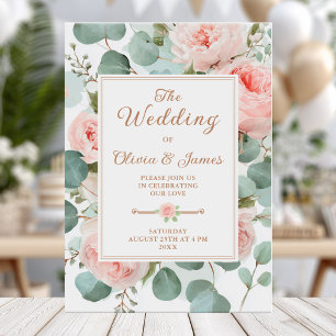 Pink floral wedding card