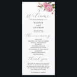 Pink Floral Wedding Ceremony Program Programme<br><div class="desc">Elegant wedding program featuring watercolor illustration of pink peony with greenery. All the wedding ceremony information and the wedding party's name listed on this program.</div>