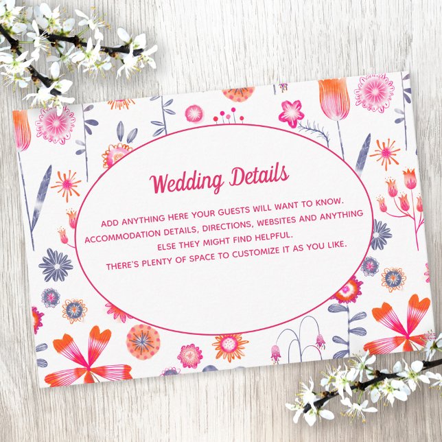 Pink Floral Wedding Details Enclosure Card (Creator Uploaded)