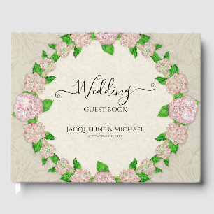 Pink Floral Wedding Elegant Watercolor Lace Chic Guest Book