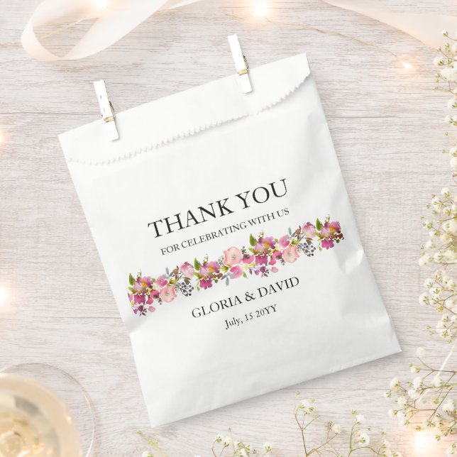 Pink Floral Wedding  Favour Bags (Clipped)