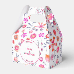 Pink Floral Wedding Favour Box
