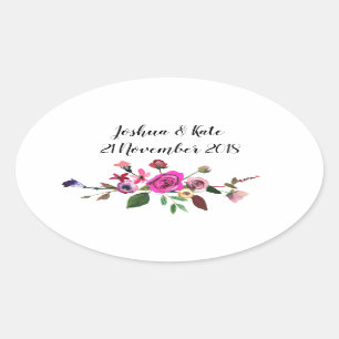 Pink Floral Wedding Favour Stickers