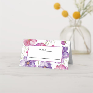 Pink Floral Wedding Folded Place card