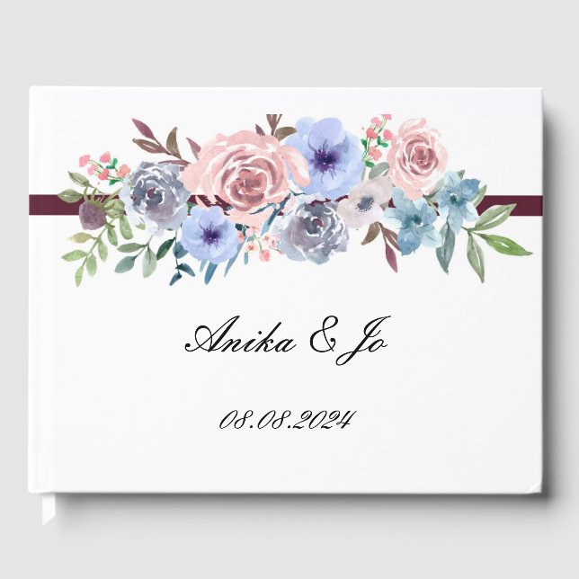 Pink floral wedding guestbook  (Front)
