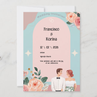 Pink Floral Wedding Invitation