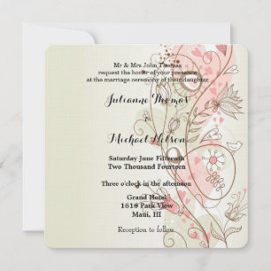 Pink Floral Wedding Invitation