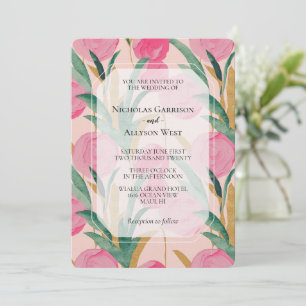 Pink Floral Wedding Invitation