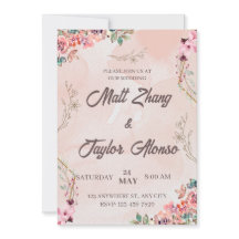 Pink Floral Wedding Invitation