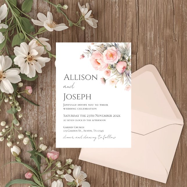 Pink Floral Wedding  Invitation (Creator Uploaded)
