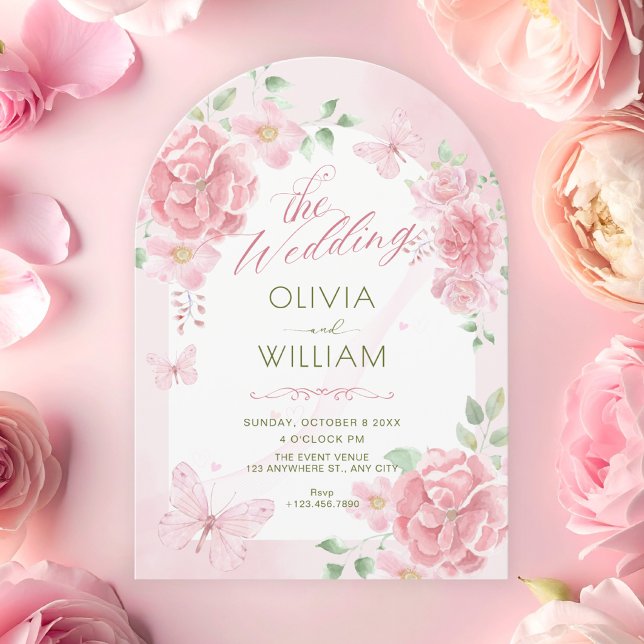 Pink floral wedding invitation (Creator Uploaded)