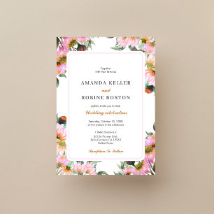 Pink Floral Wedding Invitation