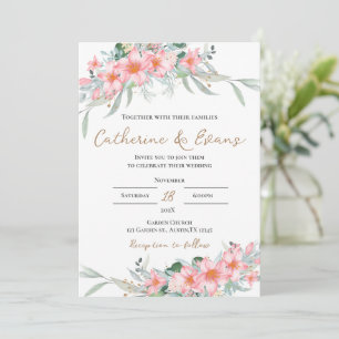 Pink FLoral Wedding invitation