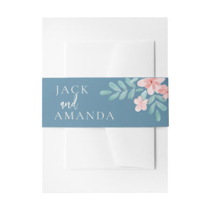 Pink Floral Wedding Invitation Belly Bands Invitation Belly Band