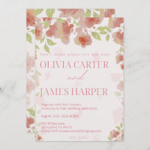 Pink Floral Wedding Invitation – Elegant Rustic