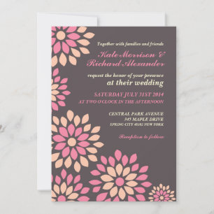 Pink Floral Wedding Invitation for Spring Wedding