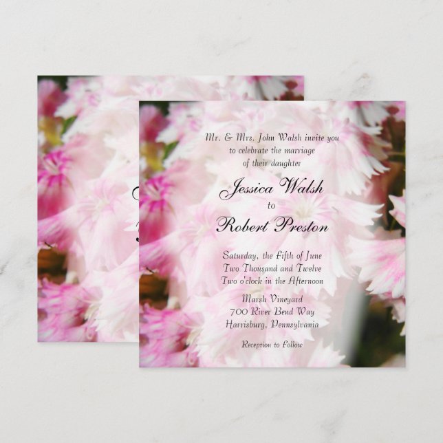 Pink Floral Wedding Invitations (Front/Back)