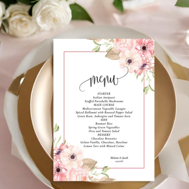 Pink  Floral wedding Menu  (Creator Uploaded)