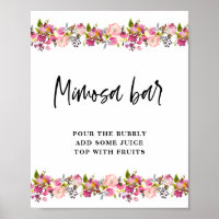 Pink Floral Wedding Mimosa Bar sign  