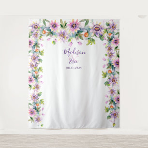 Pink Floral Wedding Photo Booth Backdrop Tapestry