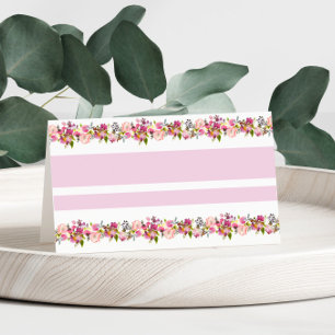 Pink Floral Wedding Place card