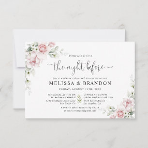 Pink Floral Wedding Rehearsal Dinner Invitations