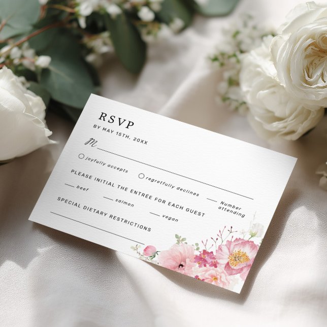 Pink Floral Wedding RSVP Card (Creator Uploaded)