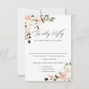 Pink Floral Wedding RSVP Card, Meal Options Card