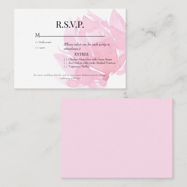 Pink Floral Wedding RSVP Enclosure Card (Front/Back)