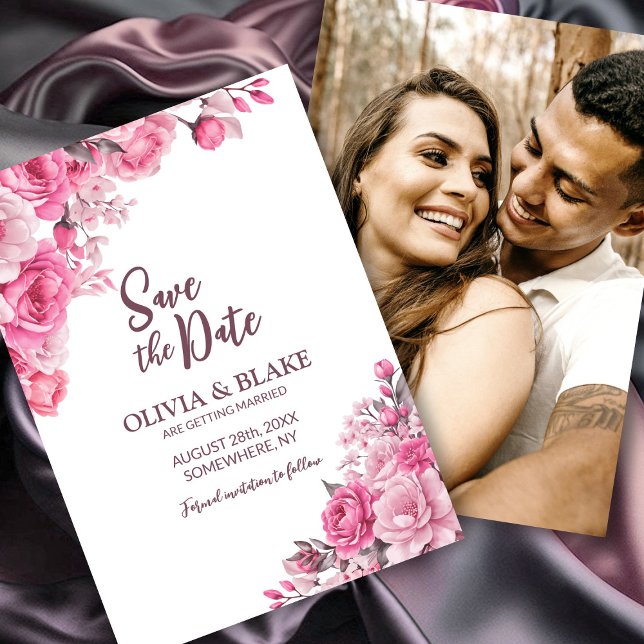 Pink Floral Wedding Save The Date (Creator Uploaded)