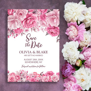 Pink Floral Wedding Save The Date