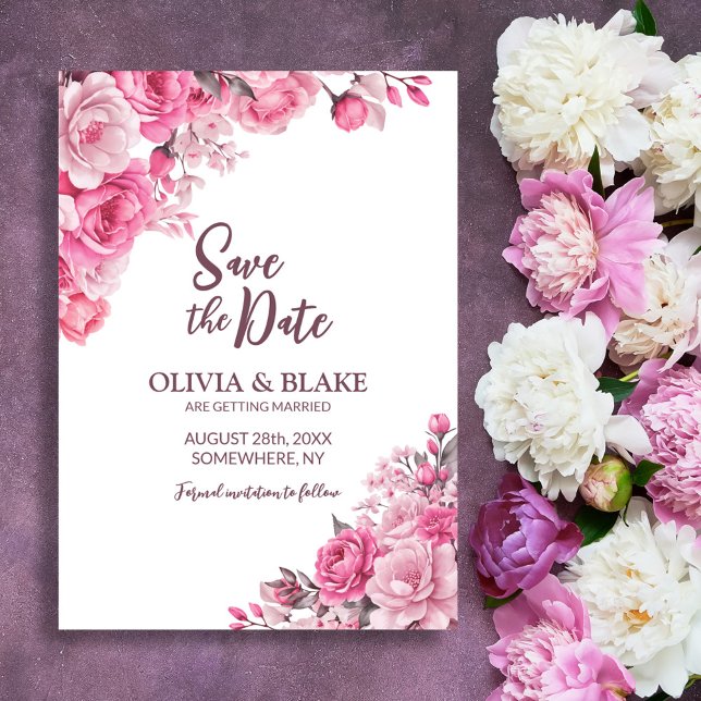Pink Floral Wedding Save The Date (Creator Uploaded)