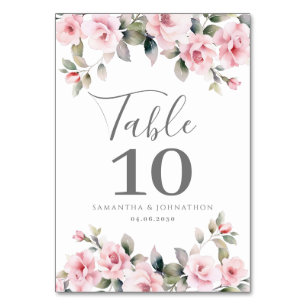Pink Floral Wedding Table Card