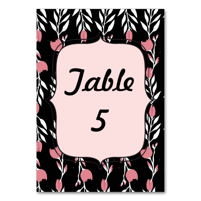 Pink Floral Wedding Table Number (Front)