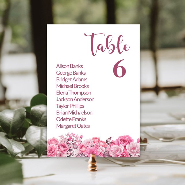 Pink Floral Wedding Table Number (Creator Uploaded)
