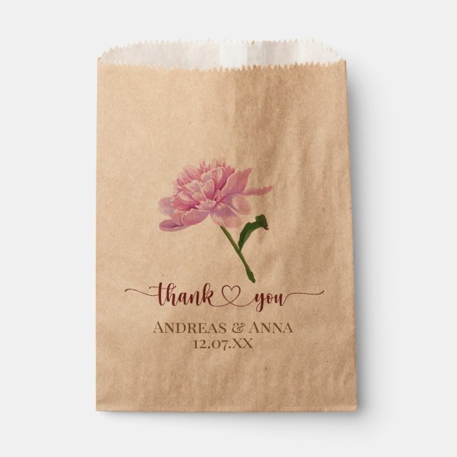  Pink Floral Wedding Thank You Favour Bags (Front)