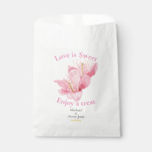 Pink floral wedding treat bag