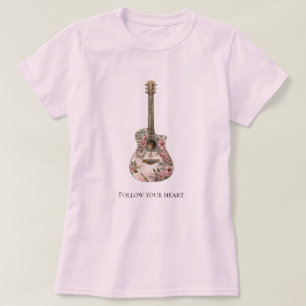 Pink Floral Western Floral Guitar T-Shirt