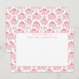 Pink Floral Whimsical Vintage Personalized Card