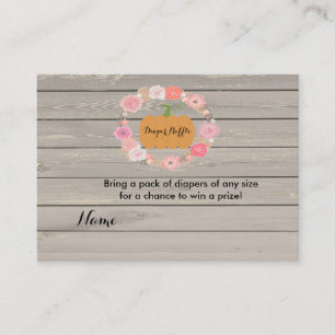 Pink Floral White Pumpkin Diaper Raffle Card 2