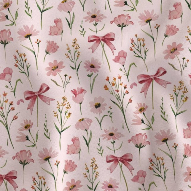 Pink Floral Wildflower Bows Fabric (Creator Uploaded)